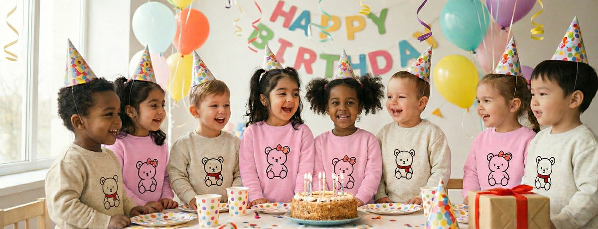 Kids Birthday Party with Teddy Bear Sweatshirts