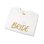 Bride Crewneck Sweatshirt with Diamond – Gold Script Bridal Pullover for Bachelorette & Wedding Day