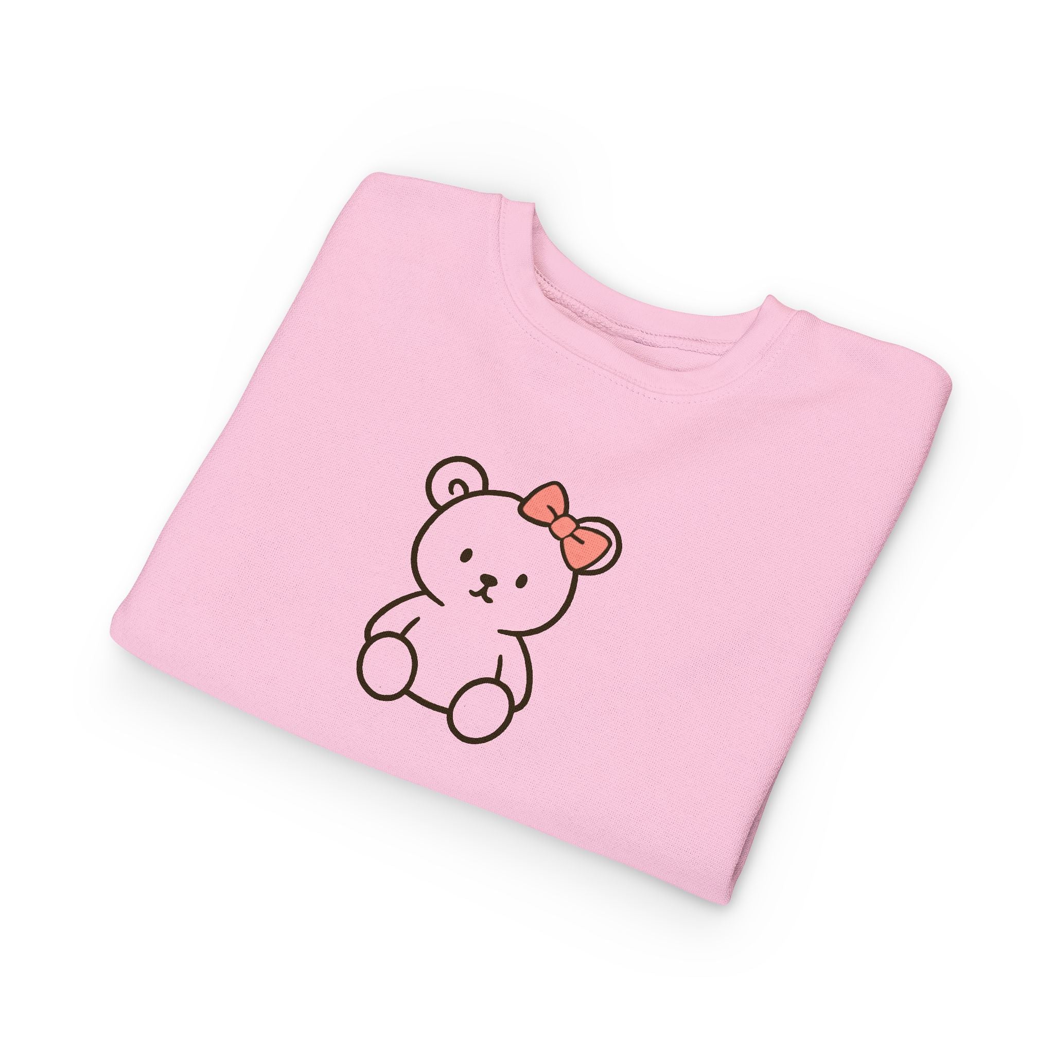 Cute Teddy Bear Toddler Sweatshirt — Pink Bow Cozy Kids Pullover