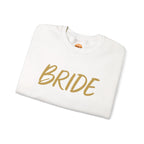 Bride Crewneck Sweatshirt – Gold Script Bridal Pullover for Bachelorette & Wedding Day