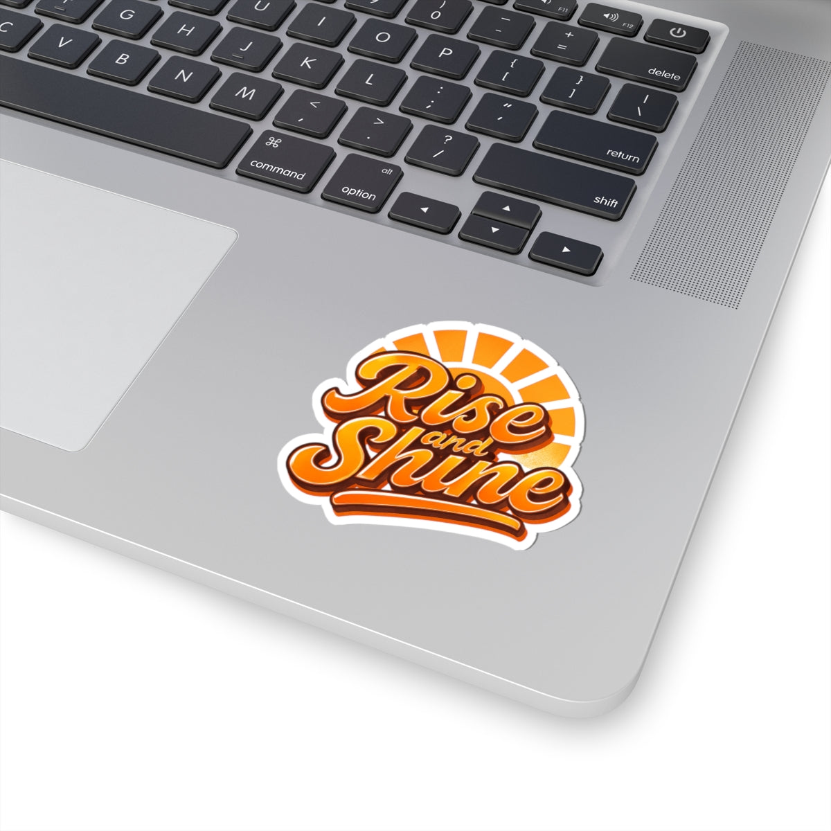 Rise and Shine Sticker — Retro Orange Sun Motivational Kiss-Cut Sticker