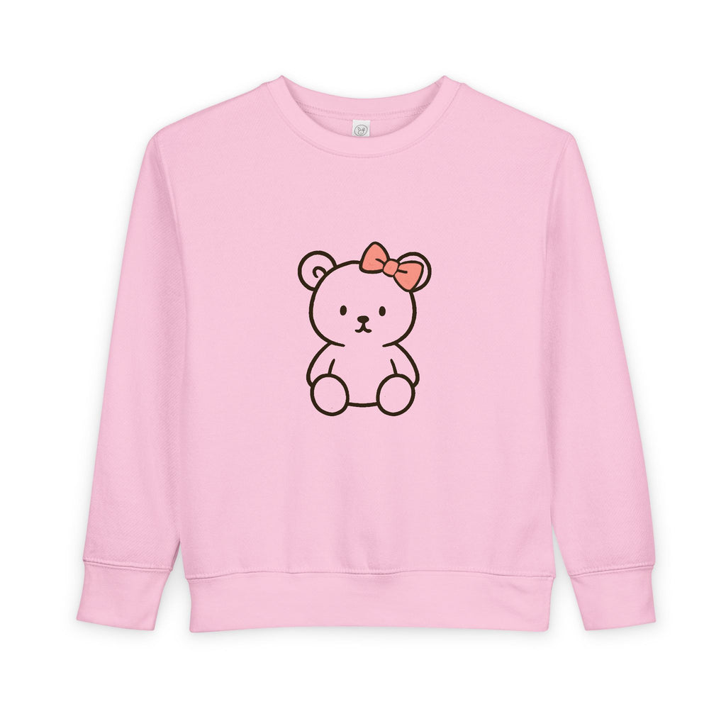 Cute Teddy Bear Toddler Sweatshirt — Pink Bow Cozy Kids Pullover