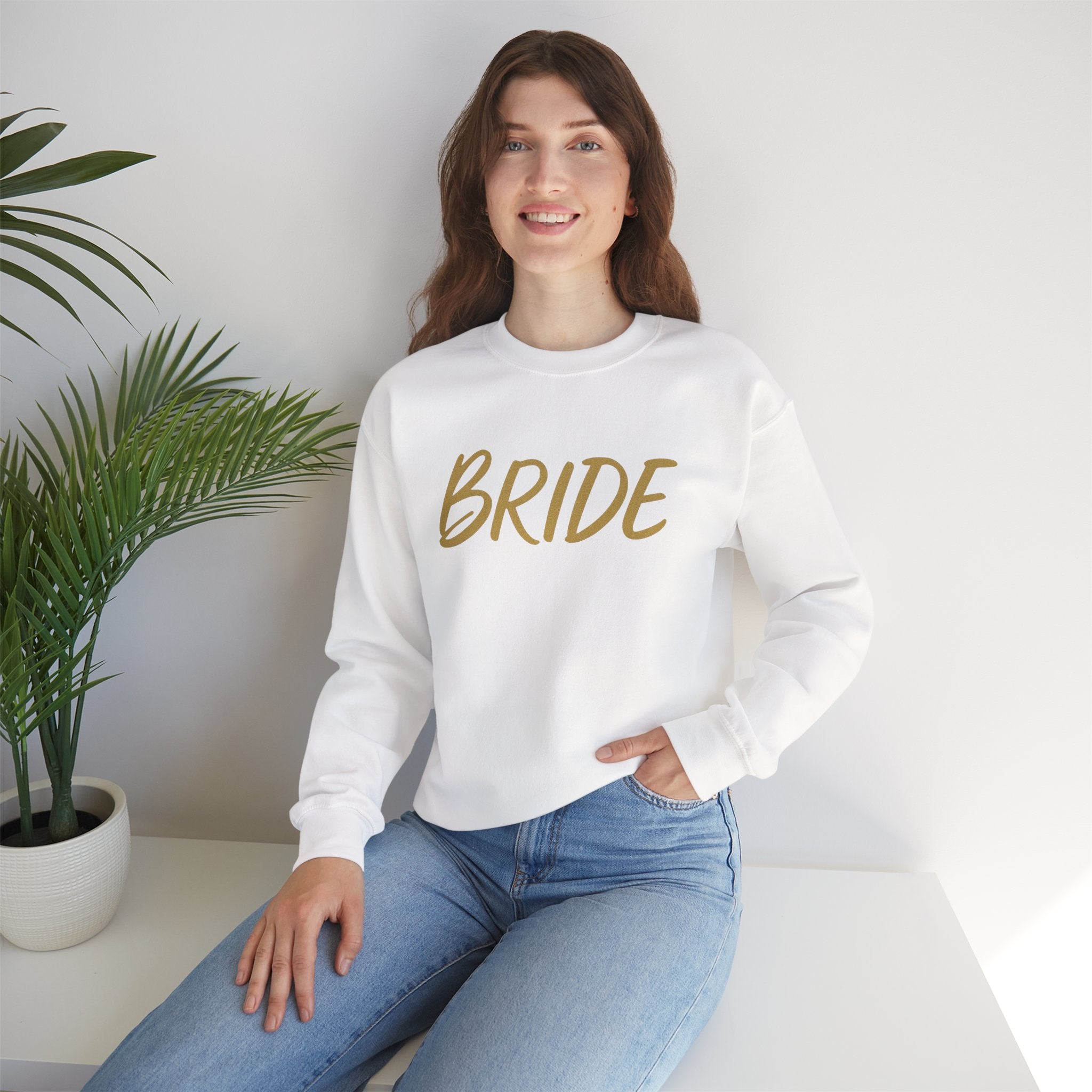 Bride Crewneck Sweatshirt – Gold Script Bridal Pullover for Bachelorette & Wedding Day