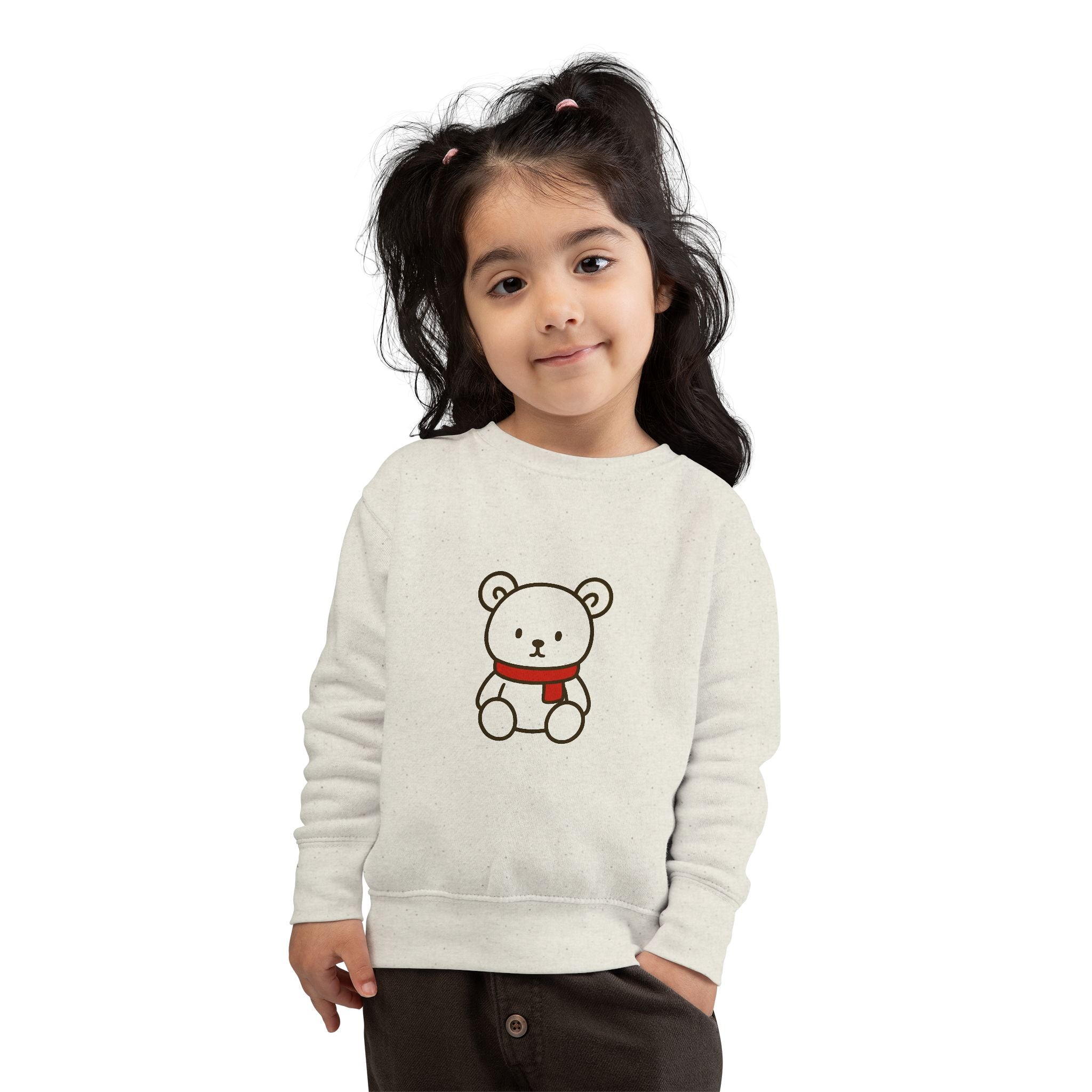 Cute Teddy Bear Toddler Sweatshirt — Red Scarf, Cozy Kids Pullover