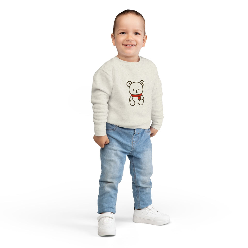 Cute Teddy Bear Toddler Sweatshirt — Red Scarf, Cozy Kids Pullover