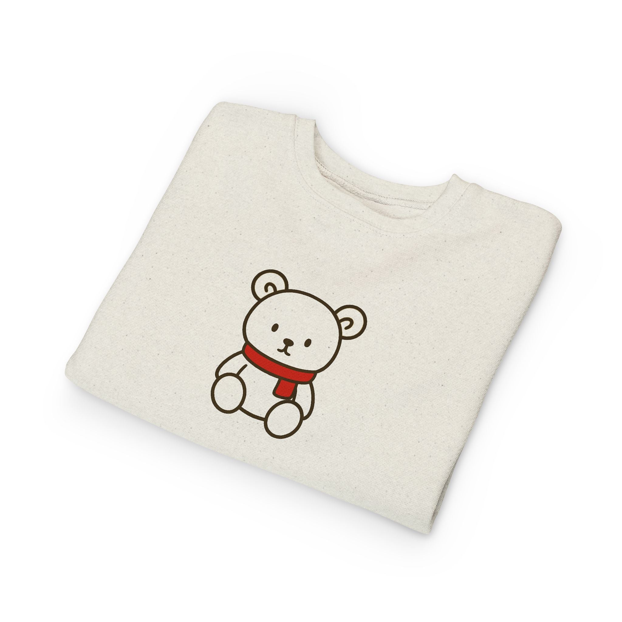 Cute Teddy Bear Toddler Sweatshirt — Red Scarf, Cozy Kids Pullover