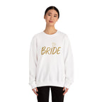 Bride Crewneck Sweatshirt with Diamond – Gold Script Bridal Pullover for Bachelorette & Wedding Day