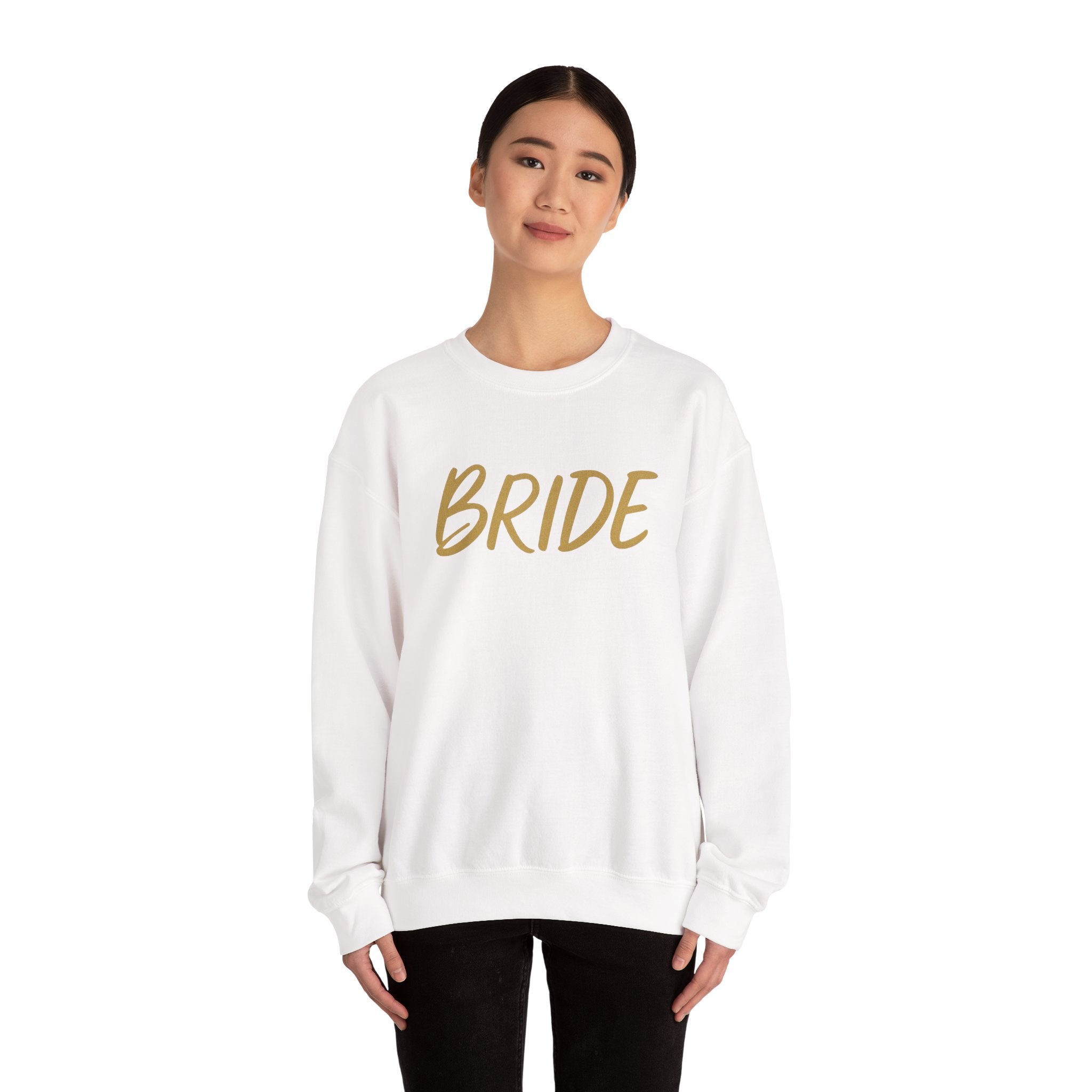 Bride Crewneck Sweatshirt – Gold Script Bridal Pullover for Bachelorette & Wedding Day