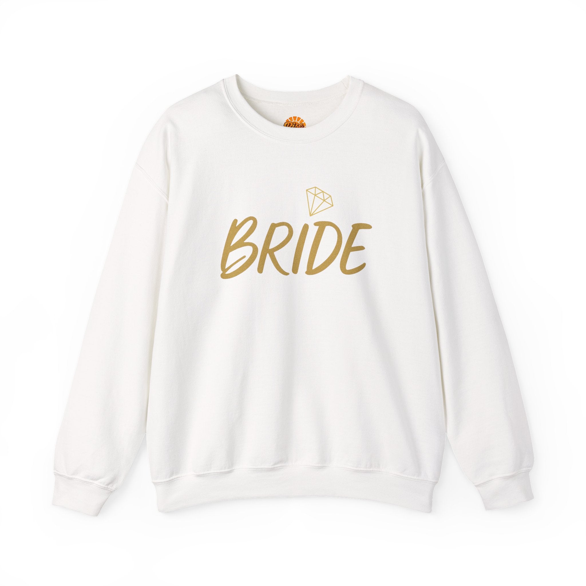 Bride Crewneck Sweatshirt with Diamond – Gold Script Bridal Pullover for Bachelorette & Wedding Day